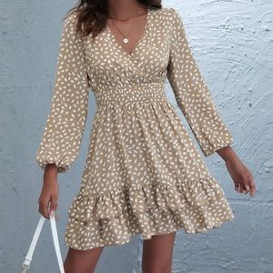 SHEIN Speckled Print Ruffled Mini Dress